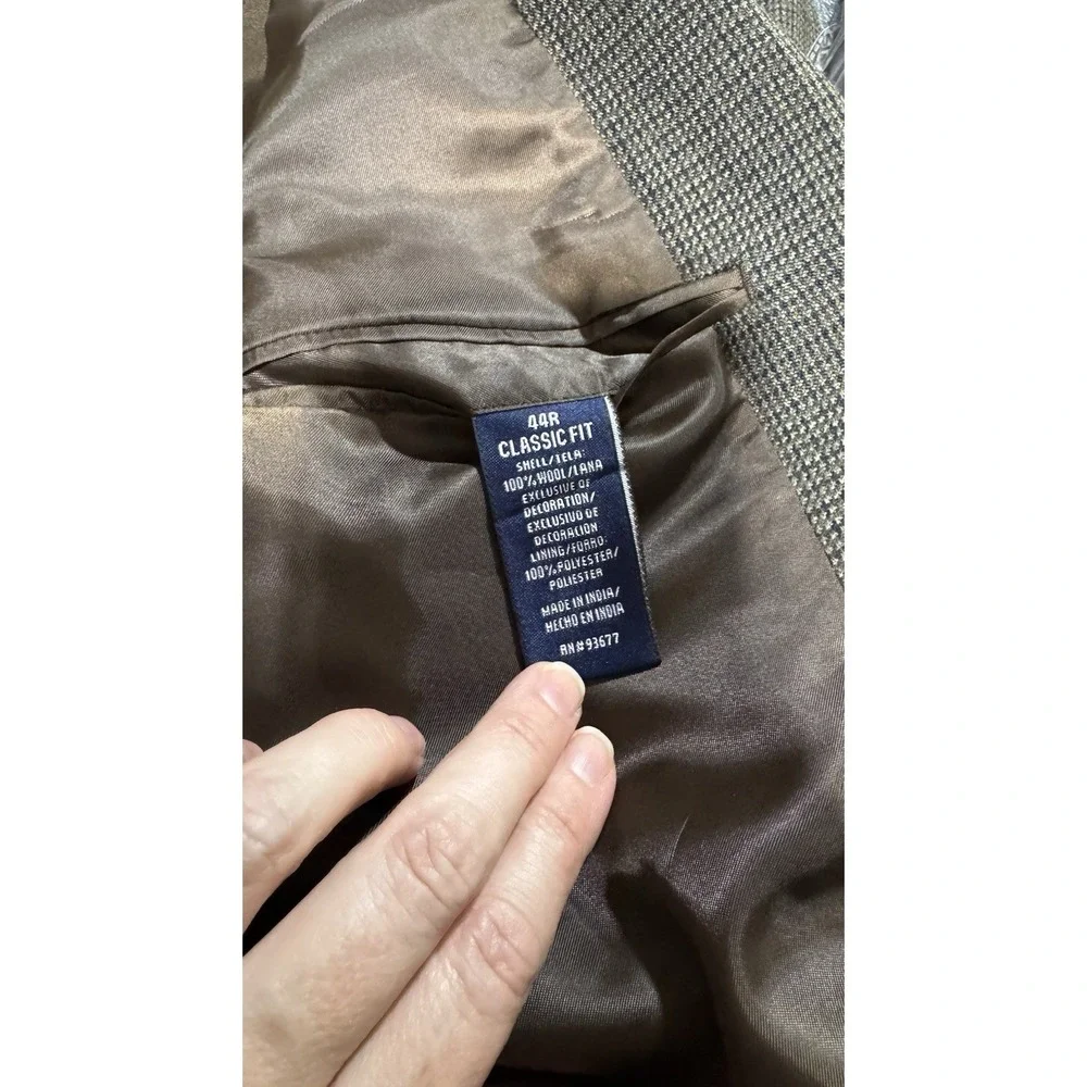 STAFFORD Men's Wool Blazer Sport Coat Brown Blue 44R Suit Jacket Professional